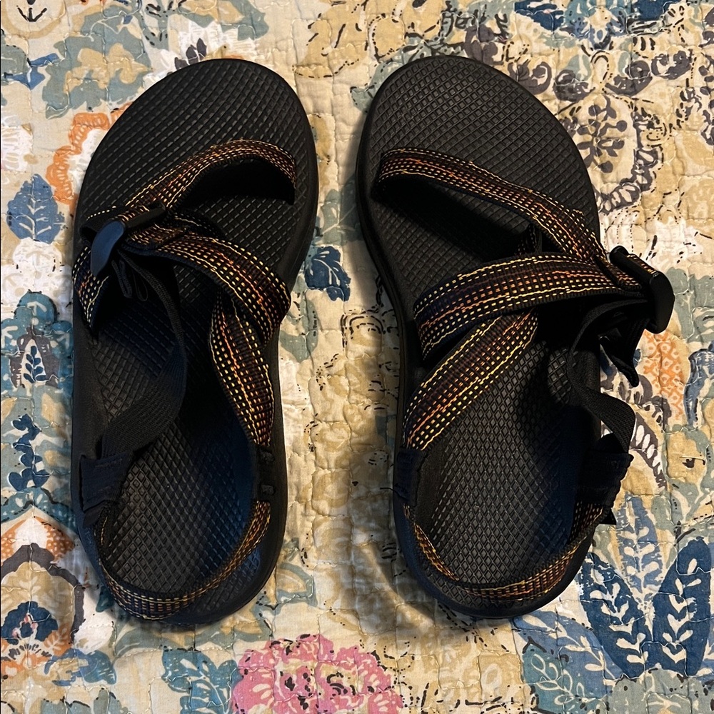 Men’s Chaco Black Sandals with Orange Straps